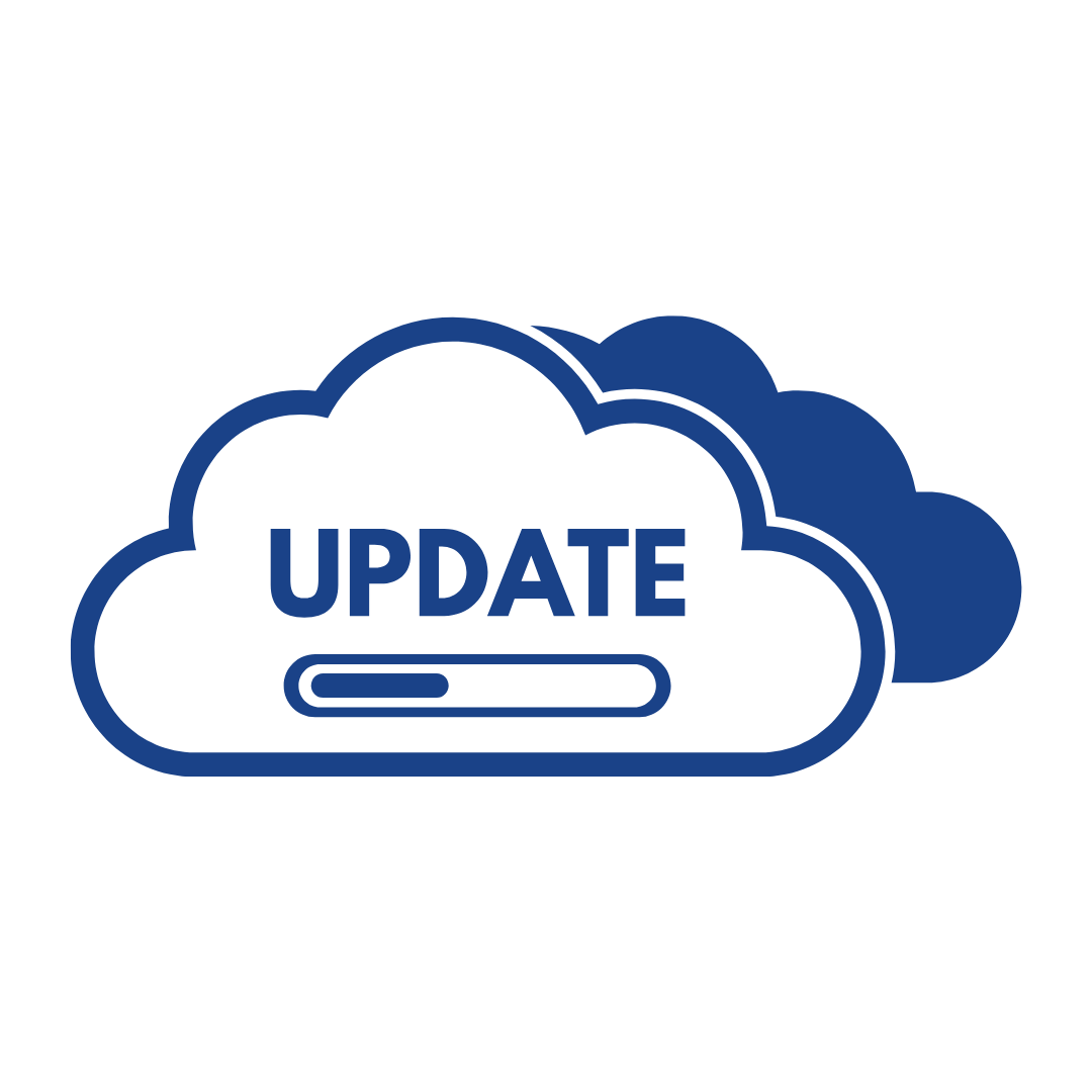 Cloud icon with the word "Update" and a loading bar that is half-way loaded.